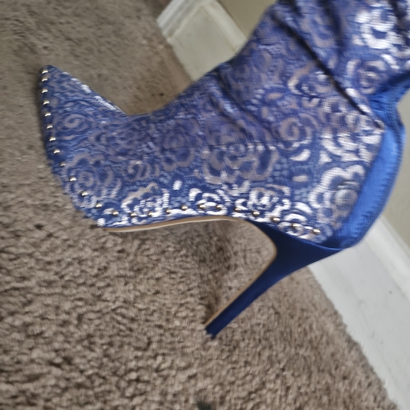 Cape Robbin Blue Patterned Over the Knee Boots - Picture 2 of 14